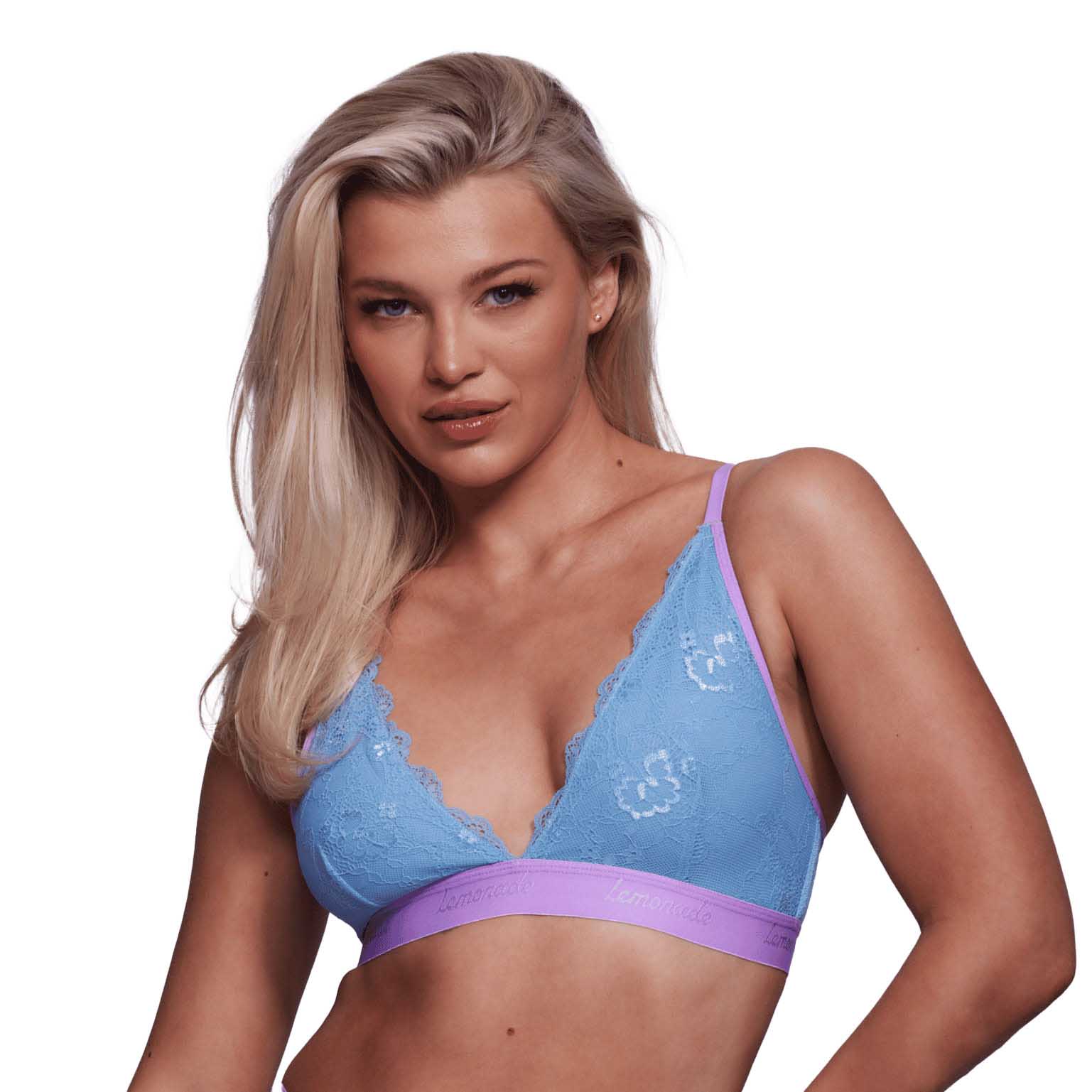 Lemonade Dolls Signature Lace Bralette - Pastel Blue & Lilac